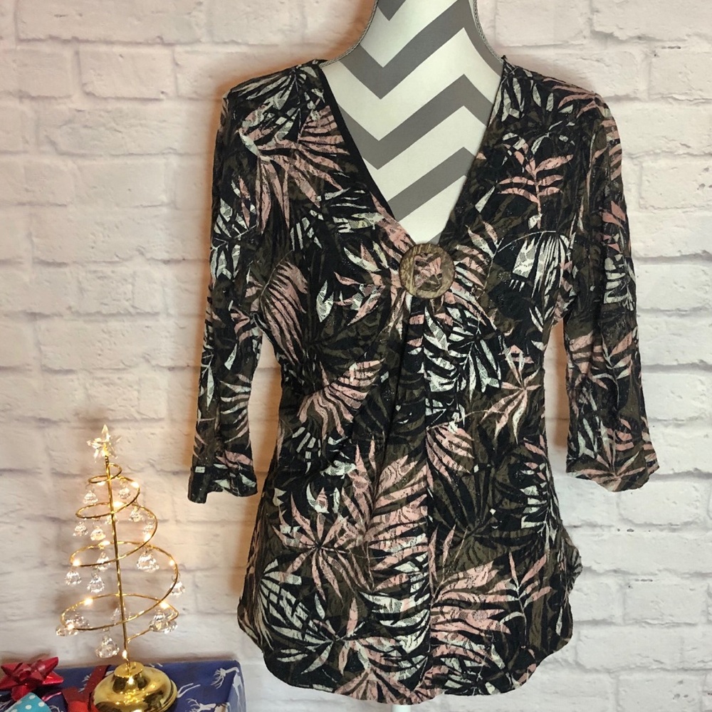 Sparkly Leaf Print Top - image 1